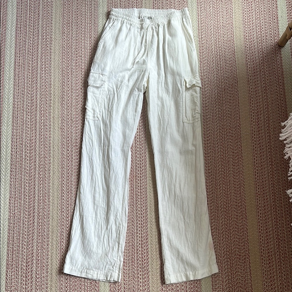 Linen White Cargo Pants